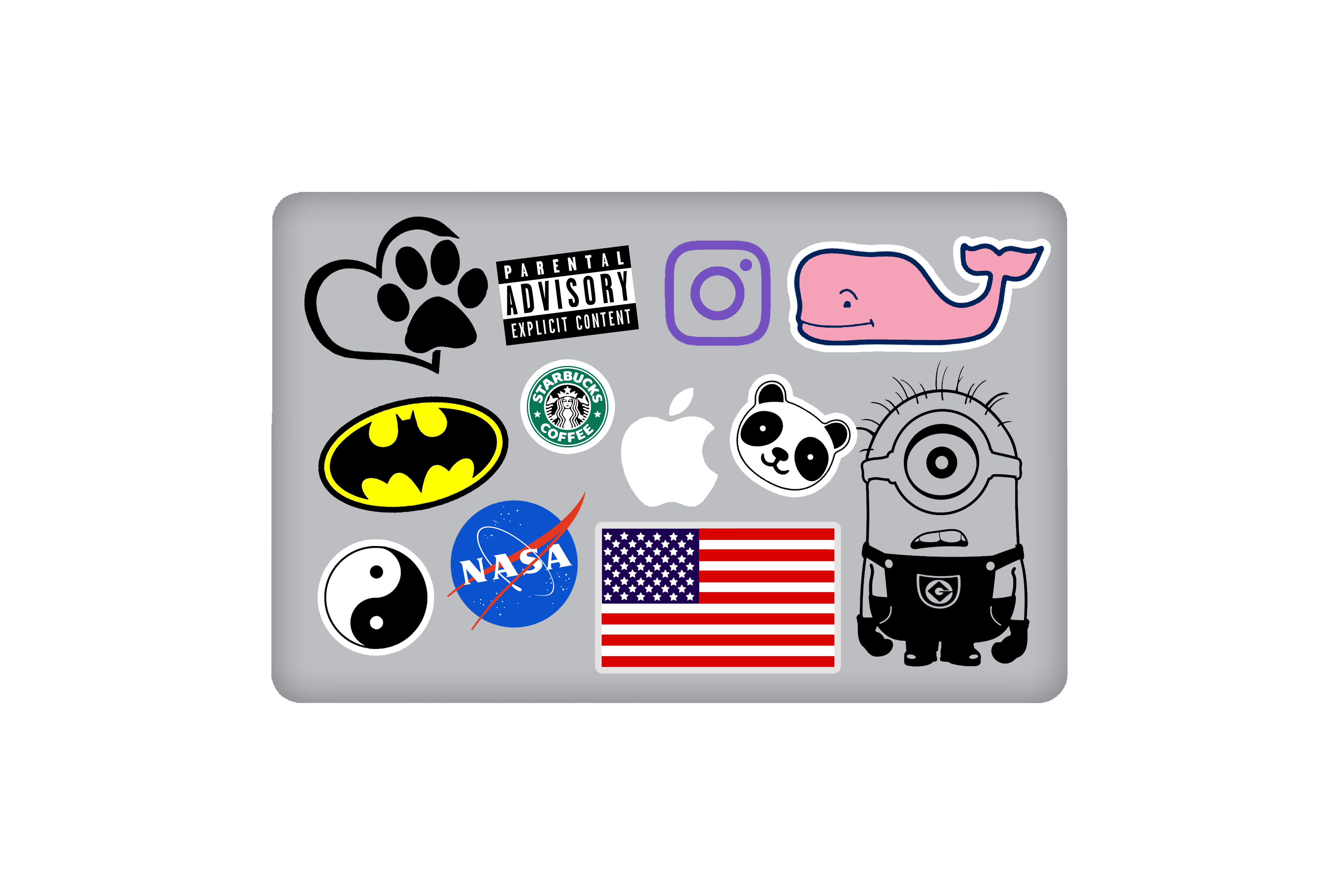 pages of laptop stickers on redbubble.com, combing the Internet for quirky stickers...
