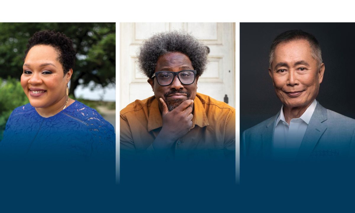 Bucknell Forum 2024-25 speakers (L to R): Yamiche Alcindor, W. Kamau Bell and George Takei