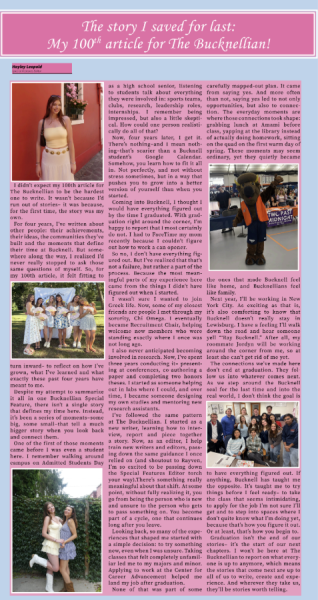 The story I saved for last: My 100th article for The Bucknellian!